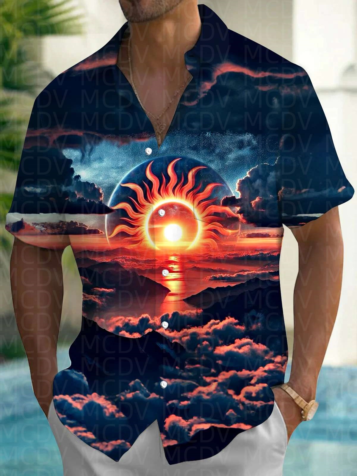 Shirt Camp Collar - Chemise Hawaïenne Homme Style Motif Soleil