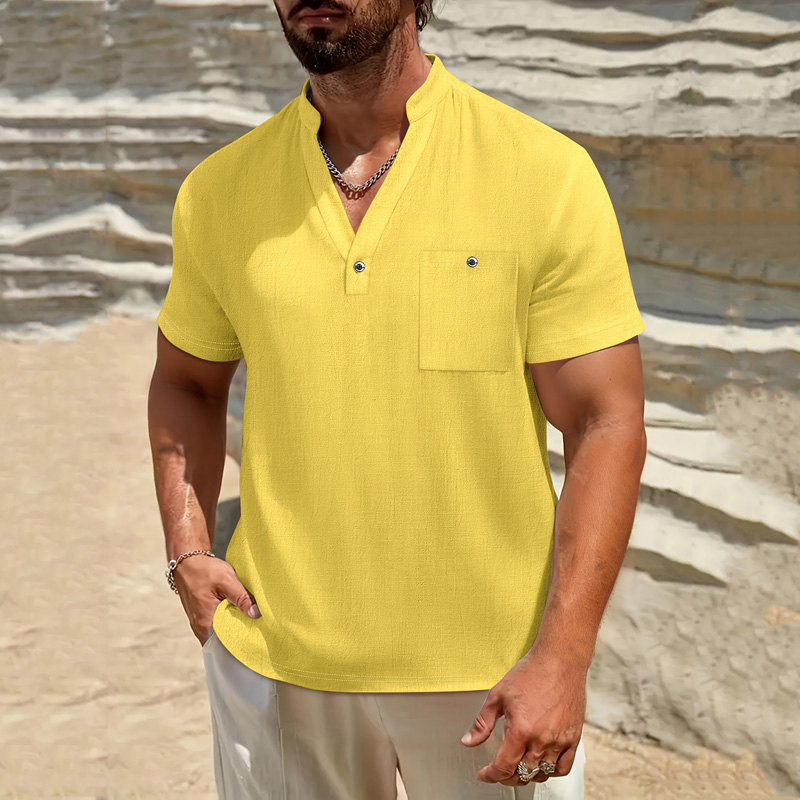Linen Shirt Breathable - Chemise Henley en coton et lin