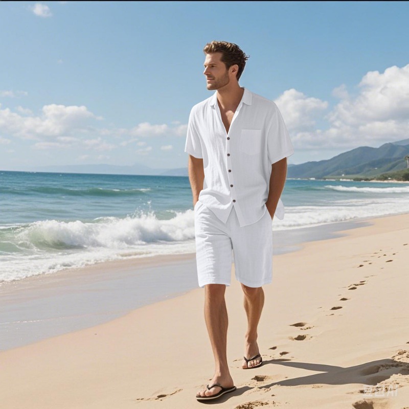 Shirt Camp Collar - Ensemble chemise et short en lin