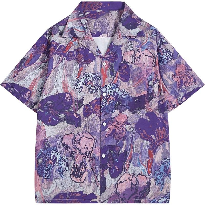 Resort Shirt Floral - Chemise unisexe à manches courtes coupe