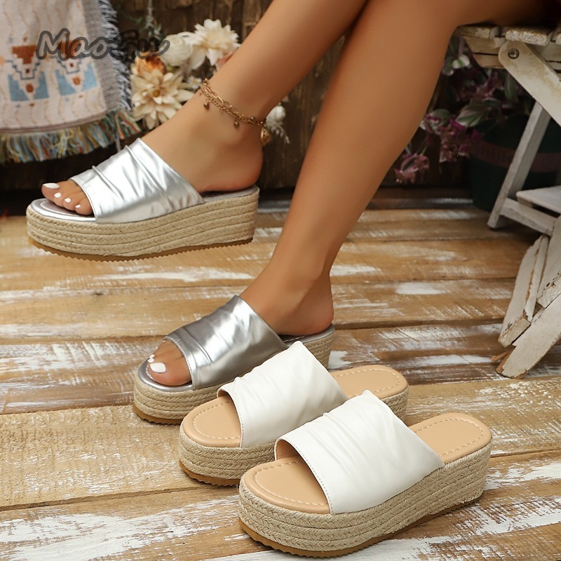 Espadrille Slip On - Sandales compensées à plateforme pour femmes,