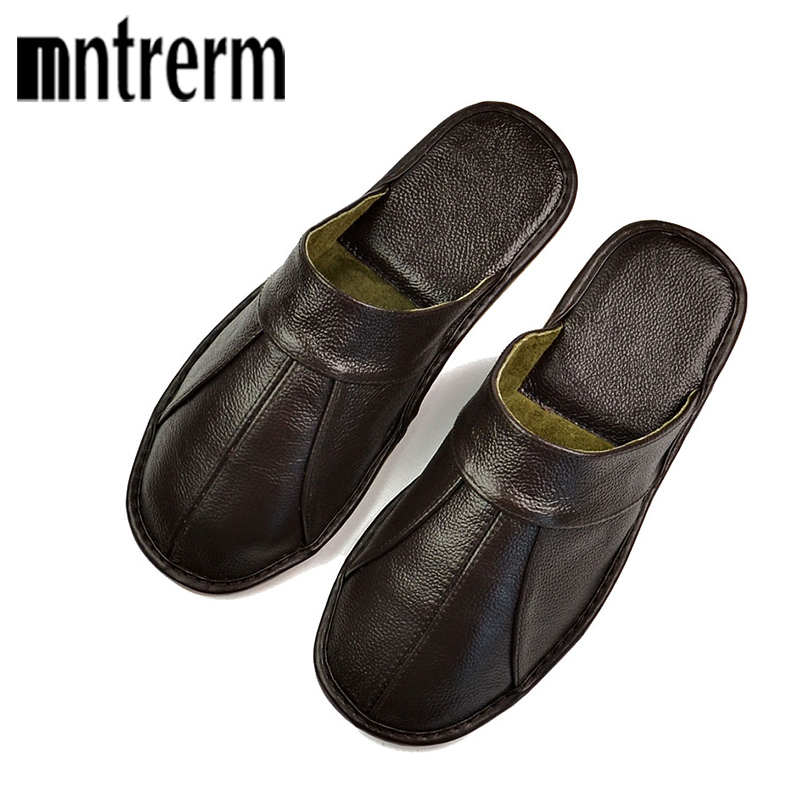 Flip Flop Leather Men - Mntrerm-Pantoufles à enfiler en cuir de