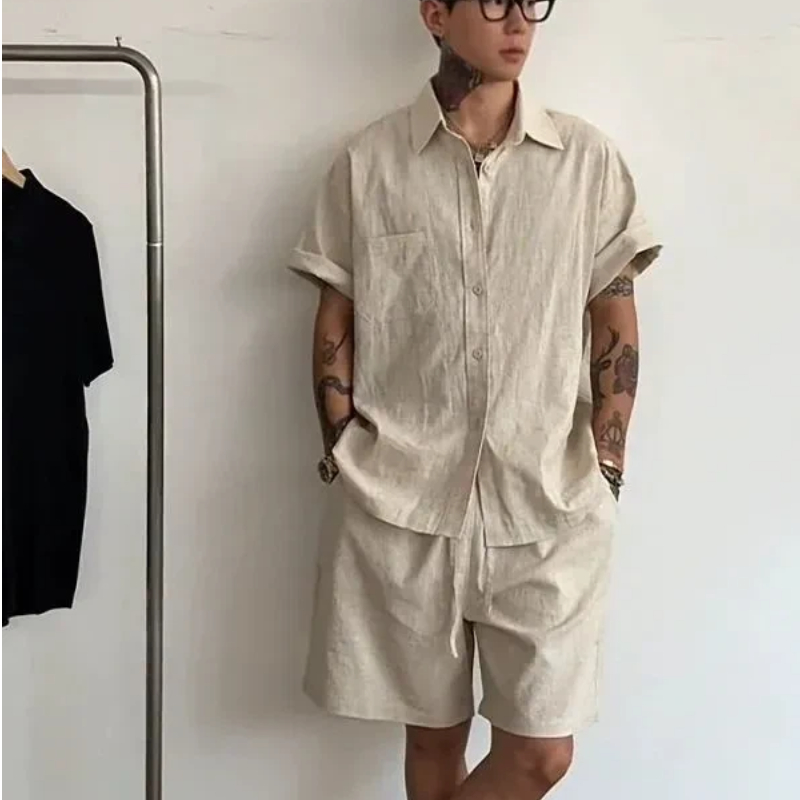 Linen Shirt Breathable - Ensemble 2 pièces en lin et