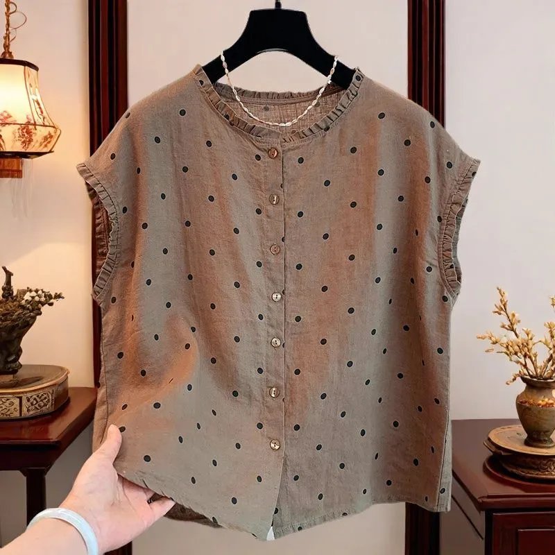 Shirt Camp Collar - Chemisier décontracté d'été sans manches en