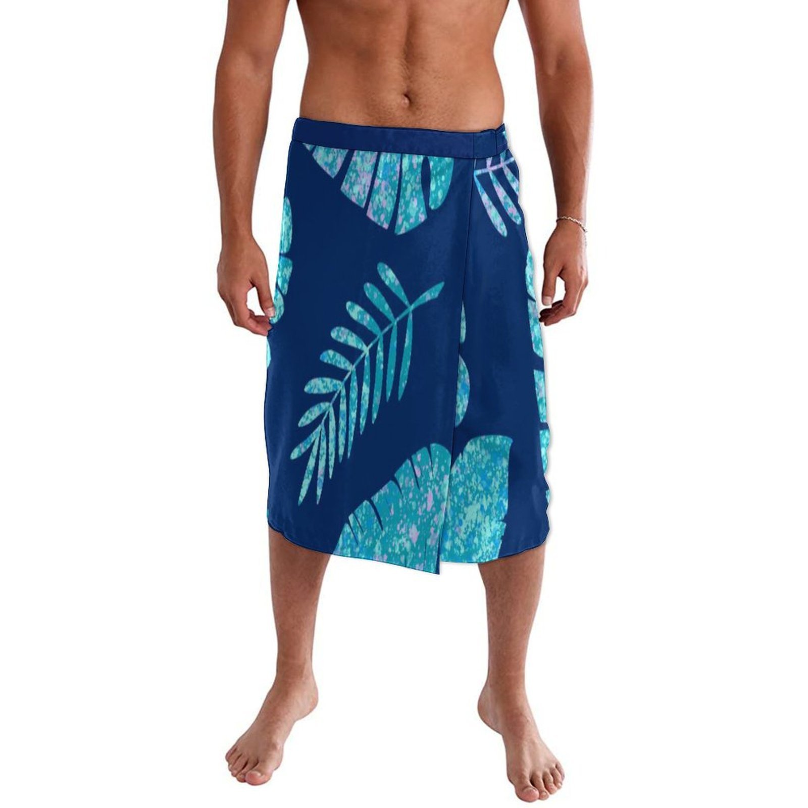 Sarong Men Wrap - Robe de plage polynésienne bleue à