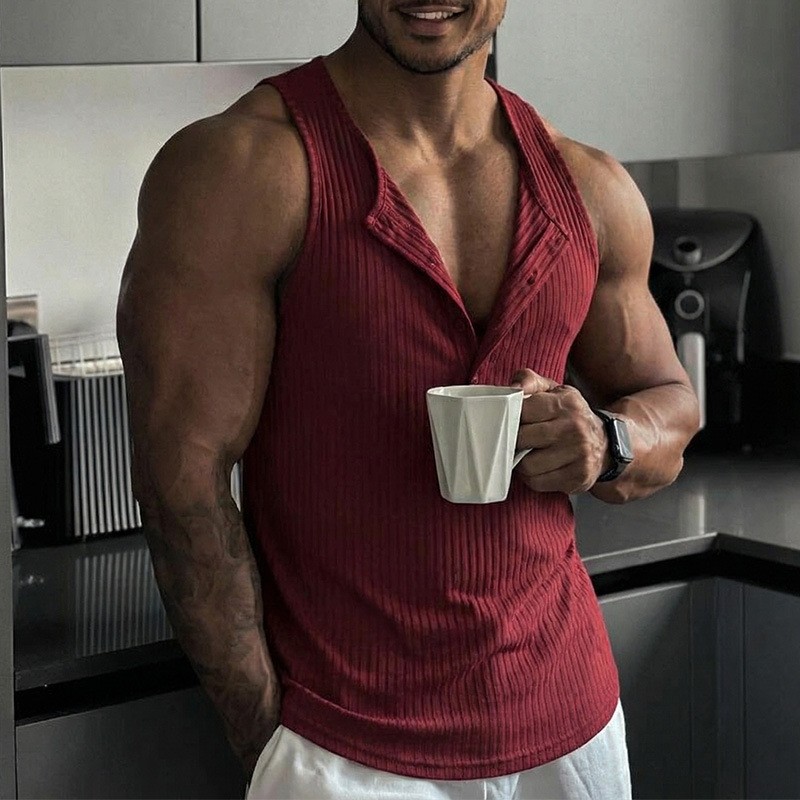 Tank Top Muscle - Débardeur Sportif Couleur Unie Col Rond