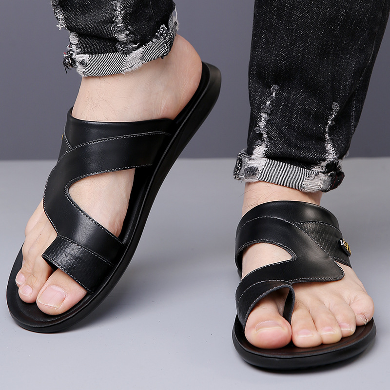 Sandales en cuir respirantes e - Flip Flop Leather Men avis et prix
