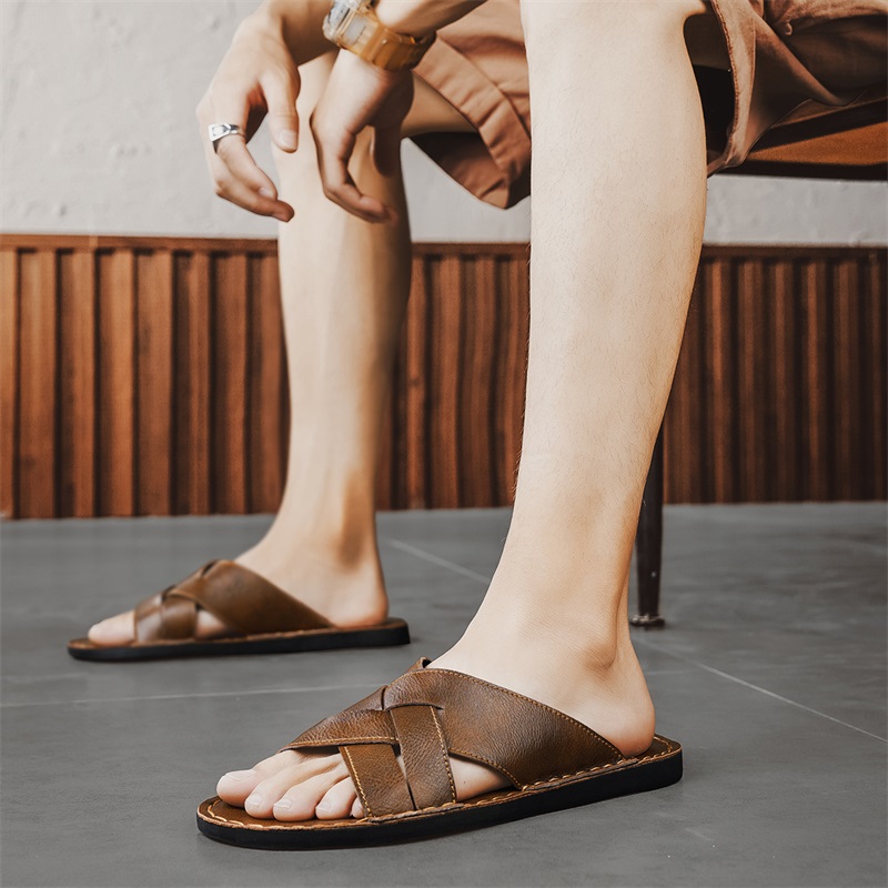 Sandales décontractées en cuir - Flip Flop Leather Men avis et prix