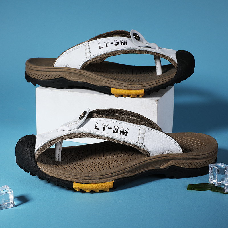 Tongs en cuir véritable pour h - Flip Flop Leather Men avis et prix