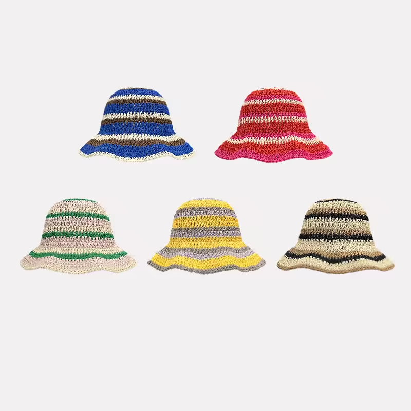 Chapeaux en paille tricotés à  - Bucket Hat Straw avis et prix