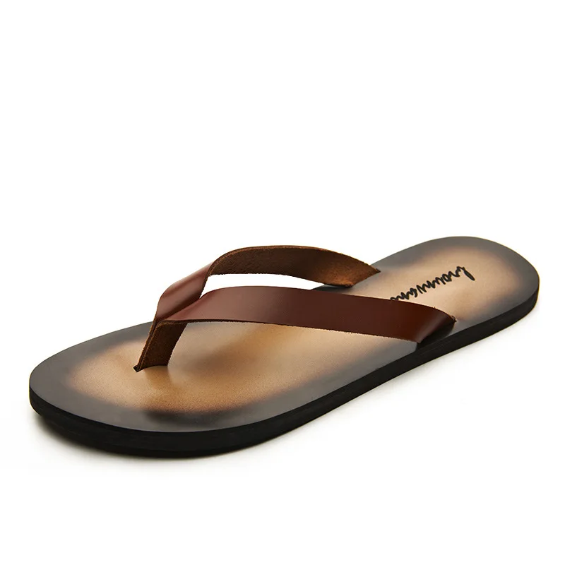 Classique en cuir véritable ho - Flip Flop Leather Men avis et prix