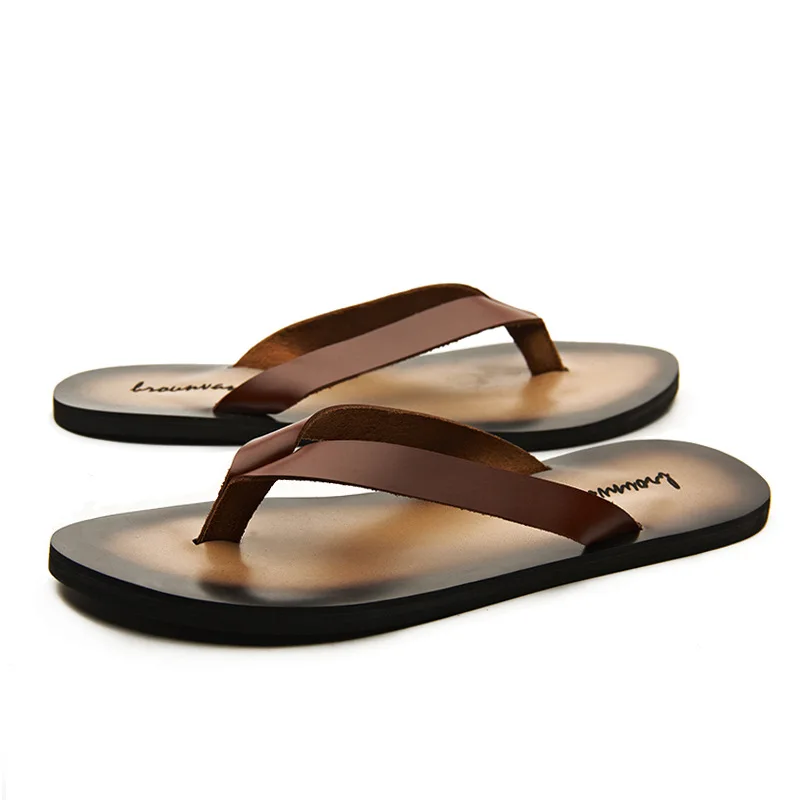 Classique en cuir véritable ho - Flip Flop Leather Men avis et prix