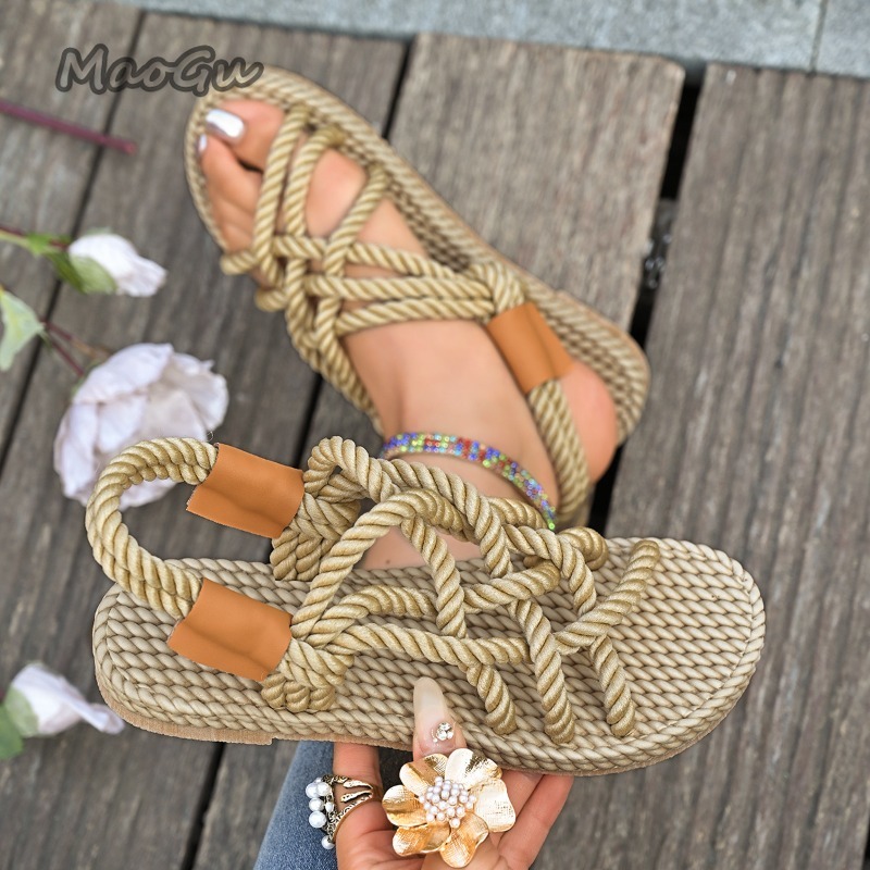 Sandales plates tressées en co - Espadrille Slip On avis et prix