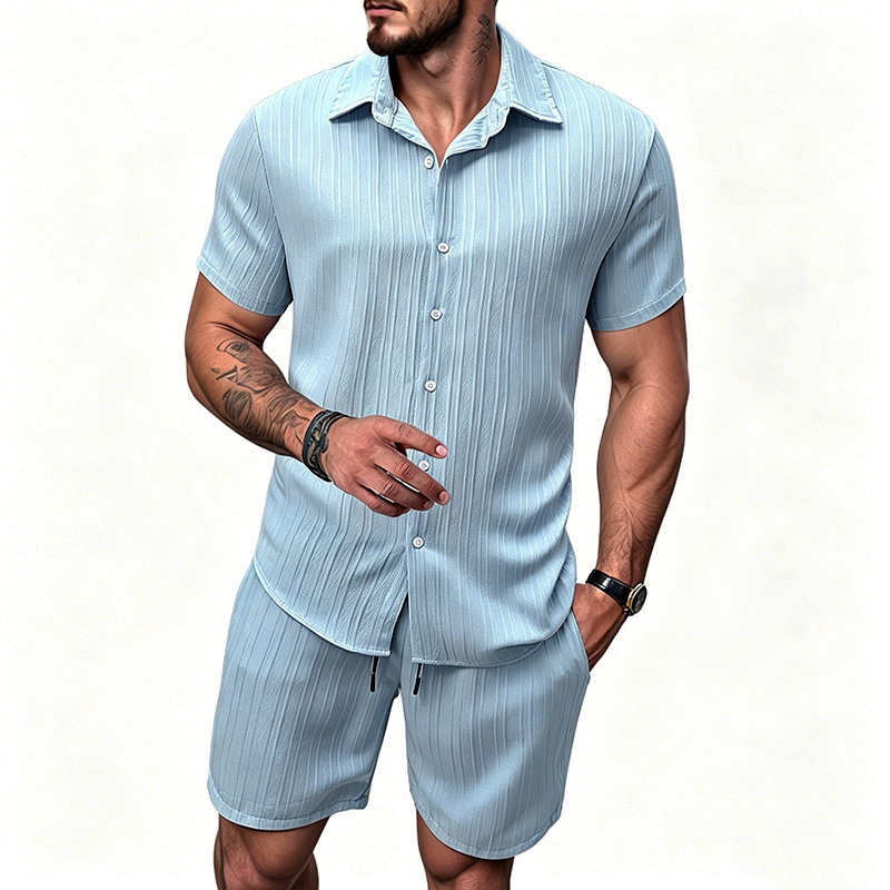 Nouvel ensemble 2 pièces homme - Shirt Camp Collar avis et prix